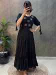 LATEST GEORGETTE HAND WORK ONE PEICE DRESS BLACK