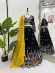 LATEST GEORGETTE SEQUENCE WORK LEHENGA CHOLI DUPATTA BLACK