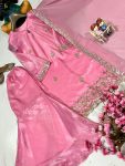 LATEST GOLD CRUSH SILK ZARI SEQUENCE EMBROIDERY WORK TOP SHARARA WITH DUPATTA FUNCTIONAL WEAR WHOLESALE PRICE ETHNIC GARMENT (15)