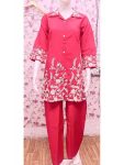 LATEST HEAVY  VATICAN SILK EMBROIDERY WORK TOP BOTTOM SET  PINK