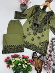 LATEST JAM COTTON EMBROIDERY SEQUENCES WORK KURTI PALAZZO FORMAL WEAR WHOLESALE PRICE ETHNIC GARMENT(26)
