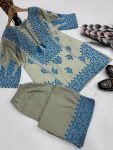 LATEST JAM COTTON EMBROIDERY SEQUENCES WORK KURTI PALAZZO FORMAL WEAR WHOLESALE PRICE ETHNIC GARMENT(30)