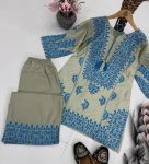 LATEST JAM COTTON EMBROIDERY SEQUENCES WORK KURTI PALAZZO FORMAL WEAR WHOLESALE PRICE ETHNIC GARMENT(30)