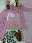 LATEST JIMMY CHOO ORGANZA EMBROIDERY SEQUENCE WORK TOP SHARARA WITH DUPATTA WEDDING WEAR WHOLESALE PRICE ETHNIC GARMENT (6)
