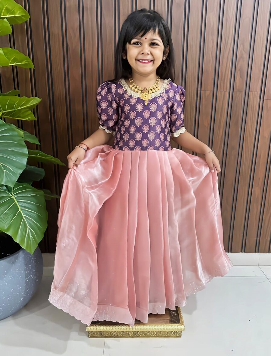 LATEST JIMMY CHOO SWAROVSKI WORK KID'S GOWN WEDDING WEAR WHOLESALE PRICE ETHNIC GARMENT (3)