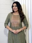LATEST KHADI COTTON SEQUENCE EMBROIDERY WORK TOP BOTTOM SET OFFICE WEAR WHOLESALE PRICE ETHNIC GARMENT (3)
