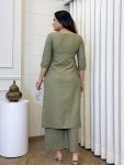LATEST KHADI COTTON SEQUENCE EMBROIDERY WORK TOP BOTTOM SET OFFICE WEAR WHOLESALE PRICE ETHNIC GARMENT (3)