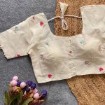 LATEST KHADI COTTON THREAD SEQUENCE WORK STITCHED BLOUSE OFF WHITE