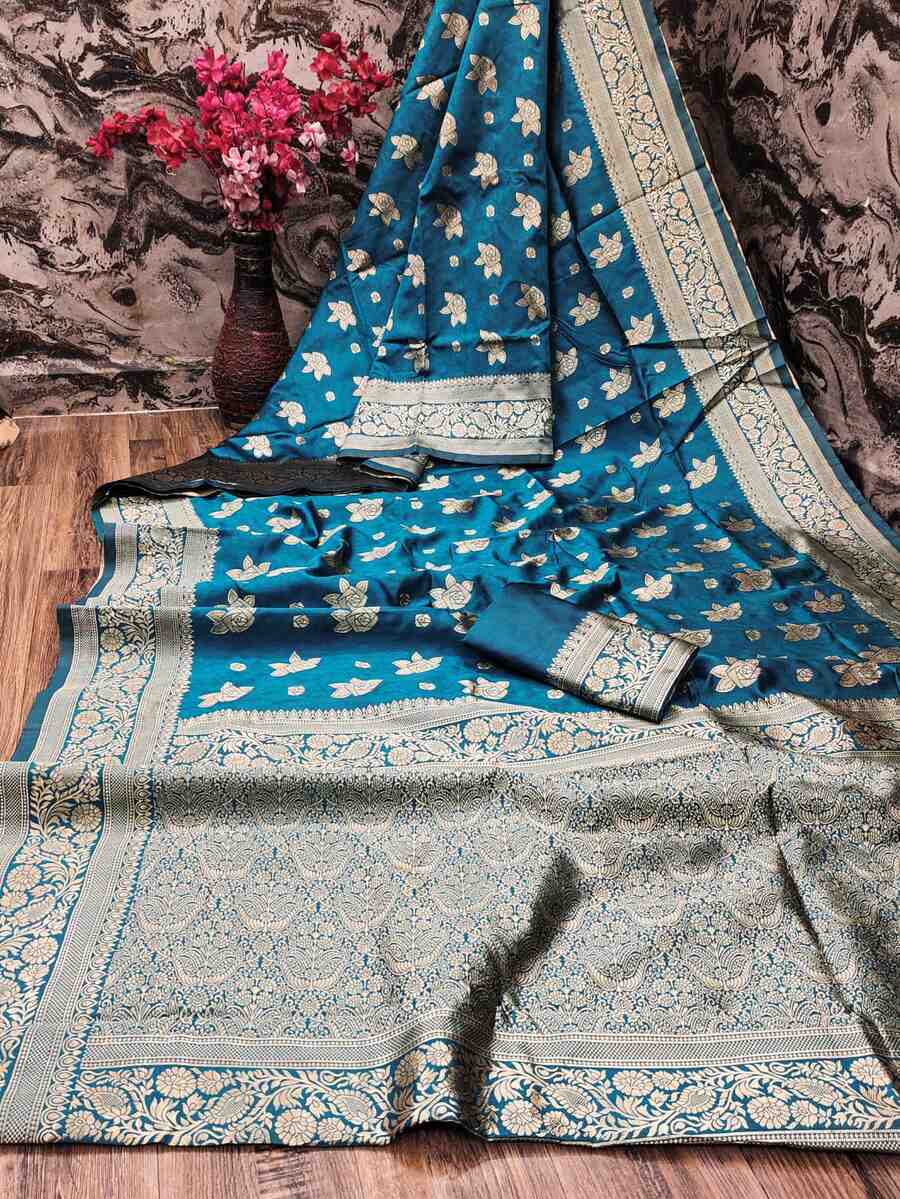 LATEST LICHI SILK BANARASI SAREE WITH UNSTITCHED BLOUSE FESTIVAL WEAR WHOLESALE PRICE ETHNIC GARMENT (7)