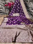 LATEST LICHI SILK BANARASI SAREE WITH UNSTITCHED BLOUSE FESTIVAL WEAR WHOLESALE PRICE ETHNIC GARMENT (9)