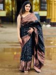LATEST LICHI SILK JACQUARD WORK SAREE WITH UNSTITCHED BLOUSE PARTY WEAR WHOLESALE PRICE ETHNIC GARMENT (6)