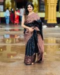 LATEST LICHI SILK JACQUARD WORK SAREE WITH UNSTITCHED BLOUSE PARTY WEAR WHOLESALE PRICE ETHNIC GARMENT (6)