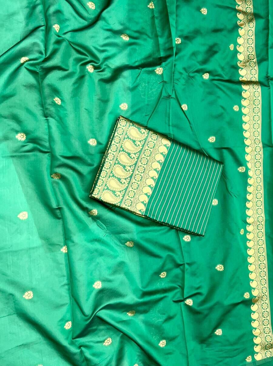 LATEST LICHI SILK JACQUARD WORK SAREE WITH UNSTITCHED BLOUSE WEDDING WEAR WHOLESALE PRICE ETHNIC GARMENT (1)