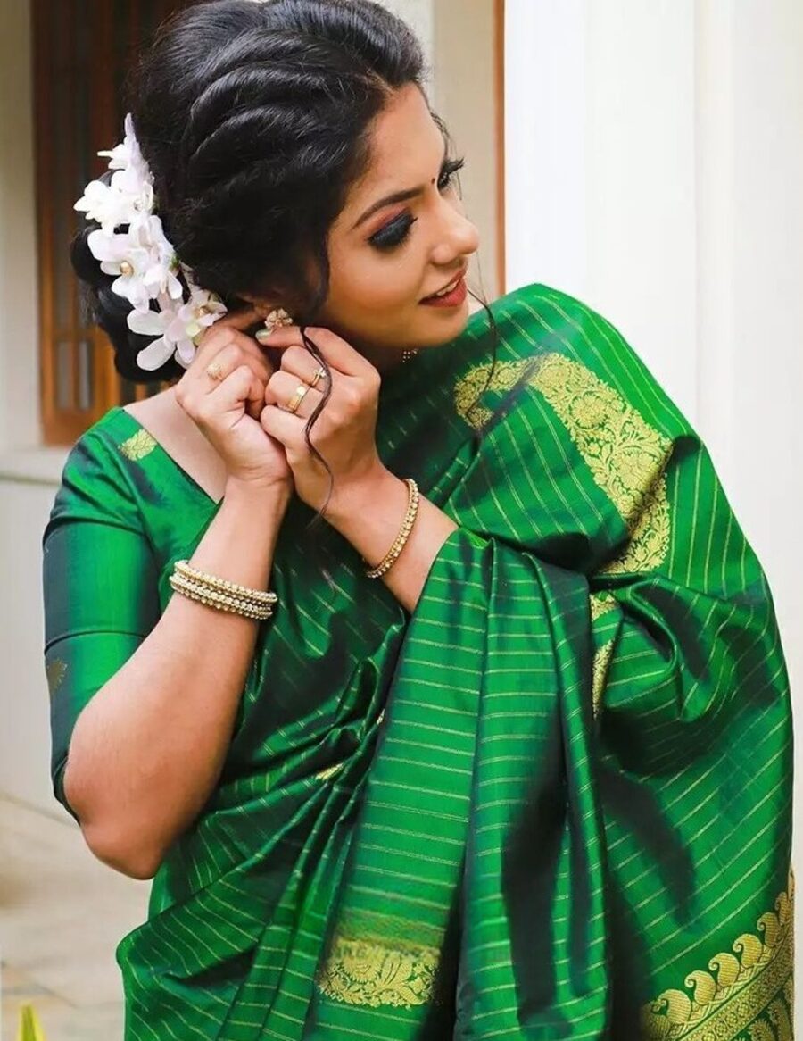 LATEST LICHI SILK JACQUARD WORK SAREE WITH UNSTITCHED BLOUSE WEDDING WEAR WHOLESALE PRICE ETHNIC GARMENT (2)
