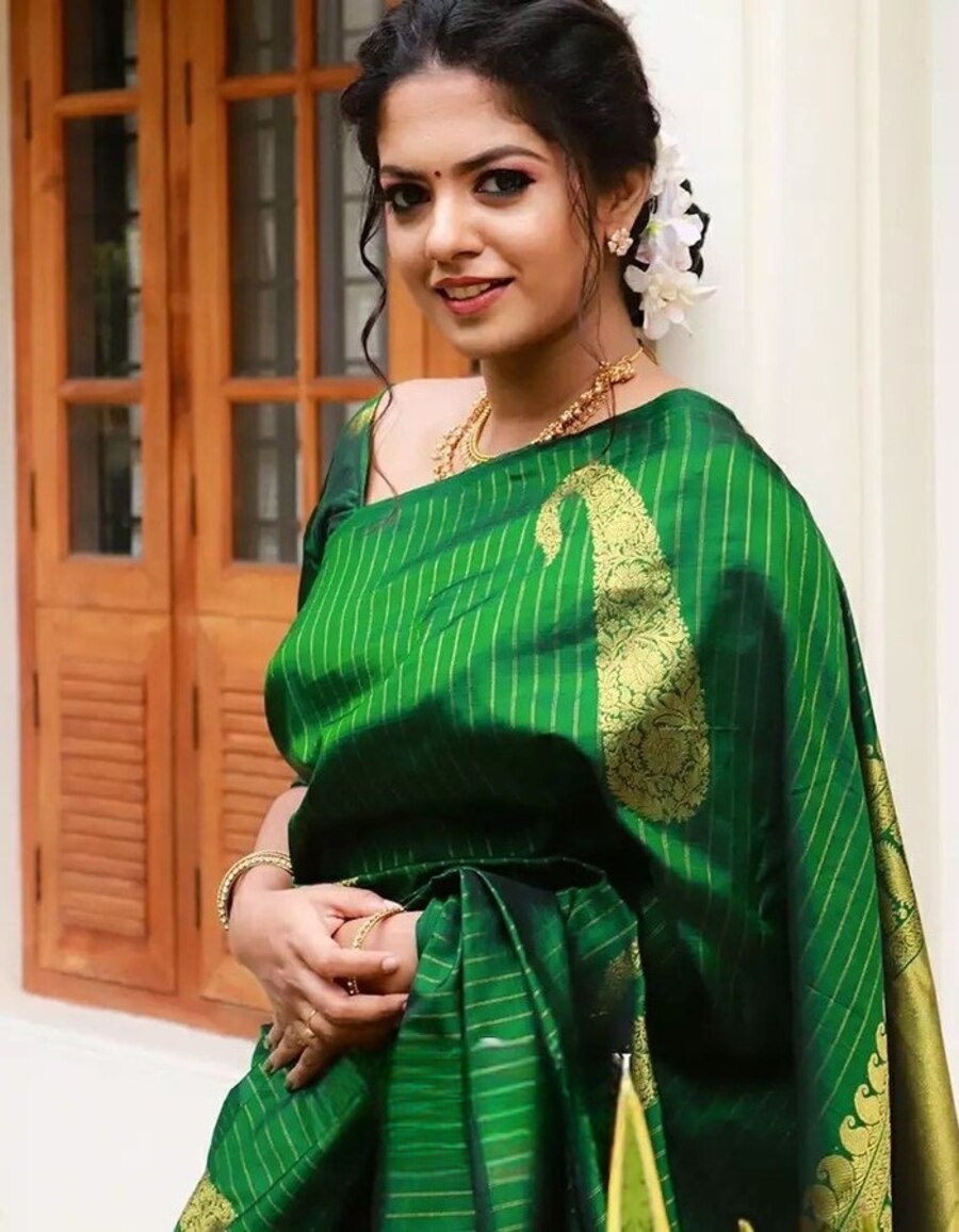 LATEST LICHI SILK JACQUARD WORK SAREE WITH UNSTITCHED BLOUSE WEDDING WEAR WHOLESALE PRICE ETHNIC GARMENT (4)