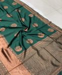 LATEST LICHI SILK JACQUARD WORK SAREE WITH UNSTITCHED BLOUSE WEDDING WEAR WHOLESALE PRICE ETHNIC GARMENT (2)
