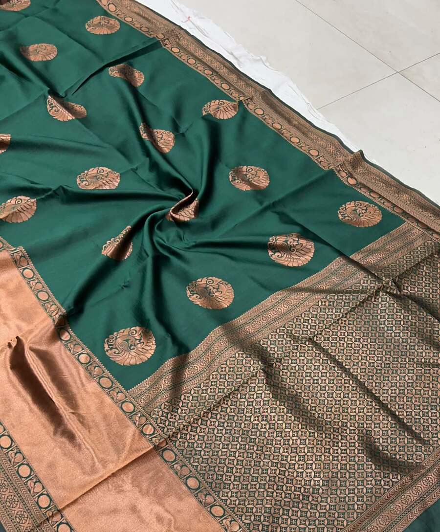 LATEST LICHI SILK JACQUARD WORK SAREE WITH UNSTITCHED BLOUSE WEDDING WEAR WHOLESALE PRICE ETHNIC GARMENT (7)