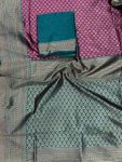 LATEST LICHI SILK ORGANIC BANARASI SAREE WITH UNSTITCHED BLOUSE WEDDING WEAR WHOLESALE PRICE ETHNIC GARMENT (14)