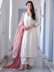 LATEST MONSOON (RAYON) DESIGNER BORDER WORK TOP BOTTOM WITH DUPATTA OFF WHITE