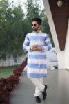LATEST PC COTTON EMBROIDERY WORK & SHADING PRINT KURTA PAYJAMA BLUE