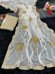 LATEST RANGOLI SILK SEQUENCE EMBROIDERY WORK AND GOLDEN ZARI THREAD WORK SAREE WITH UNSTITCHED BLOUSE FESTIVAL WEAR WHOLESALE PRICE ETHNIC GARMENT (2)