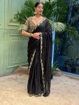 LATEST RANGOLI SILK SEQUENCE EMBROIDERY WORK SAREE WITH UNSTITCHED BLOUSE BLACK