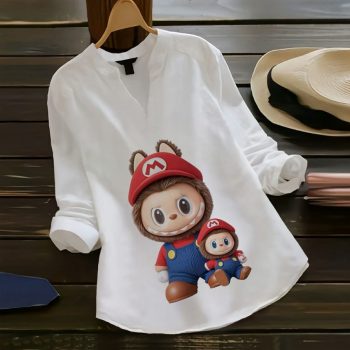 LATEST RAYON COLLER+ DIGITAL PRINT TOP WHITE