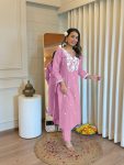 LATEST RAYON COTTON EMBRODERY WORK KURTI WITH BOTTOM CASUAL WEAR WHOLESALE PRICE ETHNIC GARMENT (26)