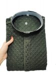 LATEST RAYON EMBROIDERY WORK MEN'S KURTA PAYJAMA GREEN