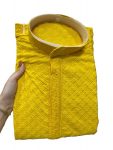 LATEST RAYON EMBROIDERY WORK MEN'S KURTA PAYJAMA YELLOW
