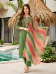 LATEST RAYON EMBROIDERY WORK TOP BOTTOM WITH DUPATTA GREEN
