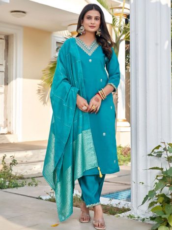 LATEST ROMAN SILK EMBROIDERY WITH SEQUENCE WORK TOP BOTTOM WITH DUPATTA RAMA