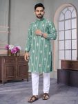LATEST ROYAL LINEN EMROIDERY WITH SEQUENCE WORK KURTA PAYJAMA FESTIVAL WEAR WHOLESALE PRICE ETHNIC GARMENT (24)