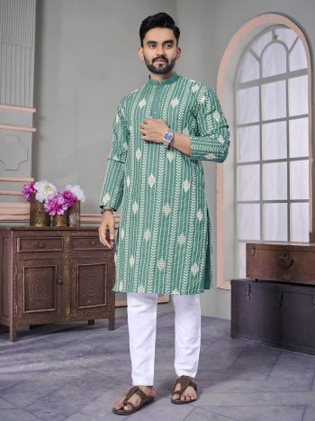 LATEST ROYAL LINEN EMROIDERY WITH SEQUENCE WORK  KURTA PAYJAMA RAMA