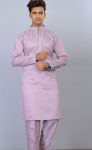 LATEST SILK EMBROIDERY THREAD WORK MEN'S KURTA PAYJAMA LAVENDER
