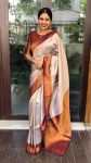 LATEST SOFT LICHI SILK JACQUARD WORK SAREE WITH UNSTITCHED BLOUSE CREAM