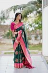 LATEST SOFT LICHI SILK JACQUARD WORK SAREE WITH UNSTITCHED BLOUSE PARTY WEAR WHOLESALE PRICE ETHNIC GARMENT (2)
