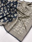 LATEST SOFT LICHI SILK JACQUARD WORK SAREE WITH UNSTITCHED BLOUSE PARTY WEAR WHOLESALE PRICE ETHNIC GARMENT (3)