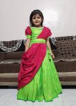 LATEST SOFT SILK ZARI WEAVING WORK KID'S LEHENGA CHOLI WITH DUPATTA GREEN