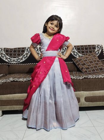 LATEST SOFT SILK ZARI WEAVING WORK KID'S LEHENGA CHOLI WITH DUPATTA LAVENDER