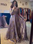 LATEST SPACE SILK EMBROIDERY WORK ANARKALI GOWN WITH DUPATTA GREY