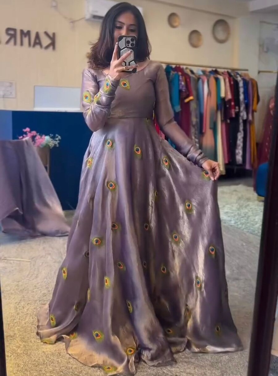 LATEST SPACE SILK EMBROIDERY WORK ANARKALI GOWN WITH DUPATTA PARTY WEAR WHOLESALE PRICE ETHNIC GARMENT (11)