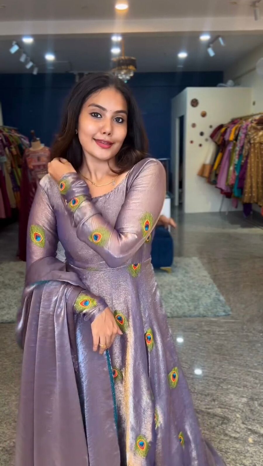 LATEST SPACE SILK EMBROIDERY WORK ANARKALI GOWN WITH DUPATTA PARTY WEAR WHOLESALE PRICE ETHNIC GARMENT (9)