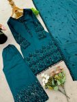 LATEST VICHITRA SILK EMBROIDERY SEQUENCE WORK TOP PALAZZO WITH DUPATTA FESTIVE WEAR WHOLESALE PRICE ETHNIC GARMENT (24)