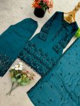 LATEST VICHITRA SILK EMBROIDERY SEQUENCE WORK TOP PALAZZO WITH DUPATTA FESTIVE WEAR WHOLESALE PRICE ETHNIC GARMENT (24)