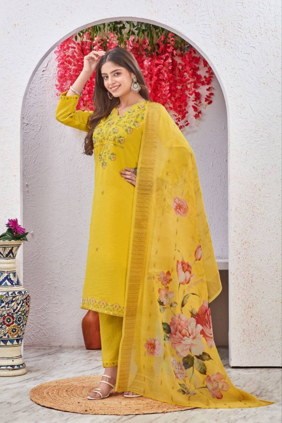 LATEST VISCOSE SEQUENCE CODING EMBROIDERY & AARI HANDWORK TOP BOTTOM WITH DUPATTA FORMAL WEAR WHOLESALE PRICE ETHNIC GARMENT (1)