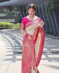 LATSET LICHI SILK JACQUARD WORK SAREE WITH UNSTITCHED BLOUSE PARTY WEAR WHOLESALE PRICE ETHNIC GARMENT (1)