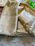 LUXURIOUS BANARASI SILK ZARI, WITH JARKAN DETAILS DIAMOND BORDER WORK SAREE WITH UNSTITCHED BLOUSE WEDDING WEAR WHOLESALE PRICE ETHNIC GARMENT (6)