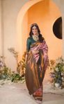 MODERN BANARASI SILK ZARI WEAVING WORK SAREE WITH UNSTITCHED BLOUSE BABY PINK