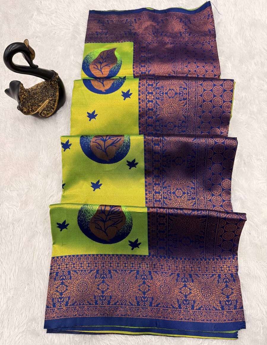 MODERN BANARASI SILK ZARI WEAVING WORK SAREE WITH UNSTITCHED BLOUSE RECEPTION WEAR WHOLESALE PRICE ETHNIC GARMENT (108)